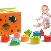 BATTOP CPSC Certified Wooden Educational Toys and Colorful Intelligence Learning Building Blocks Box