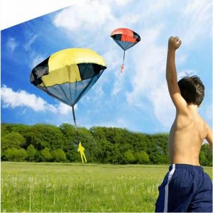 Outdoors Game Educational Drop Toy Parachute Kids Children Hand Throw Tangle Free Parachute Flying Kite Carabiner Random Color [ 1pc ]