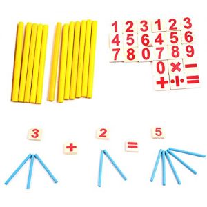 MMRM Math Manipulatives Wooden Number Cards & Counting Rods Kids Preschool Educational Toys