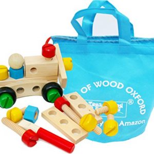 Toys of Wood Oxford Wooden Nut and Bolt Building Blocks Construction Kit 30 Pieces with a bag
