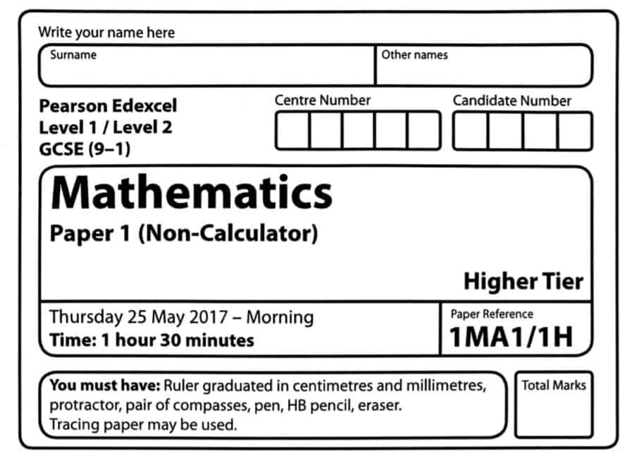 Edexcel GCSE Maths Higher Paper 2017 Paper 1 Questions With Video